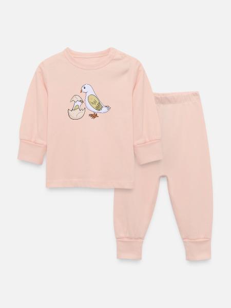 Taube mit Baby Taube - Baby Schlafanzug - Kristallrosa