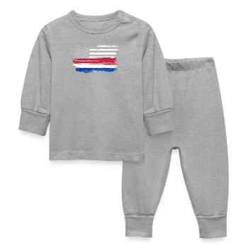 Grunge Flag Brushstroke Americana - Baby Sleepsuit - heather grey - Front