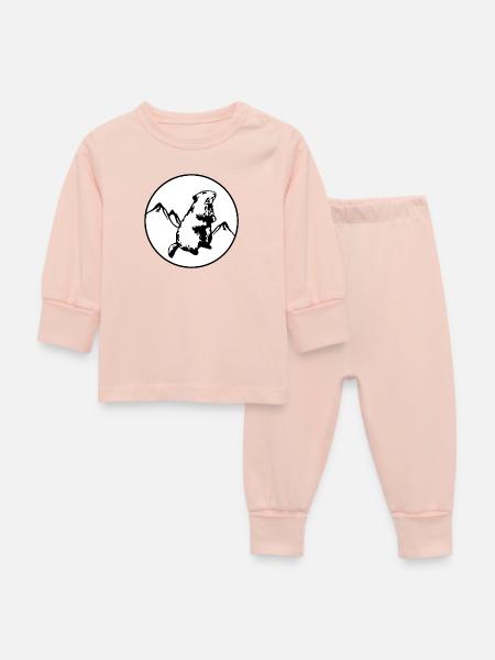 Murmeltier mit Bergen - Baby Schlafanzug - Kristallrosa