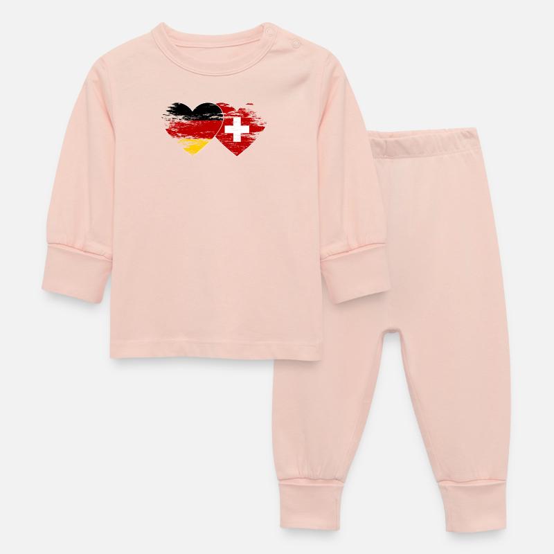 Allemagne Suisse Drapeau coeur utilisé - Pyjama Bébé - rose cristal