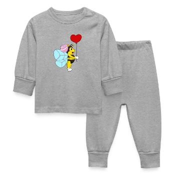 Bee Bride Balloon Wedding - Baby Sleepsuit - heather grey - Front