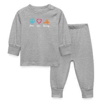 Paix, Amour, Aviron - Pyjama Bébé - gris chiné - Devant