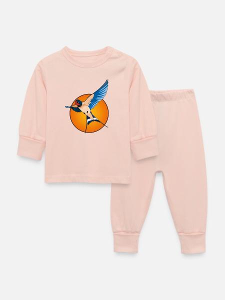 Schwalben 2 - Baby Schlafanzug - Kristallrosa
