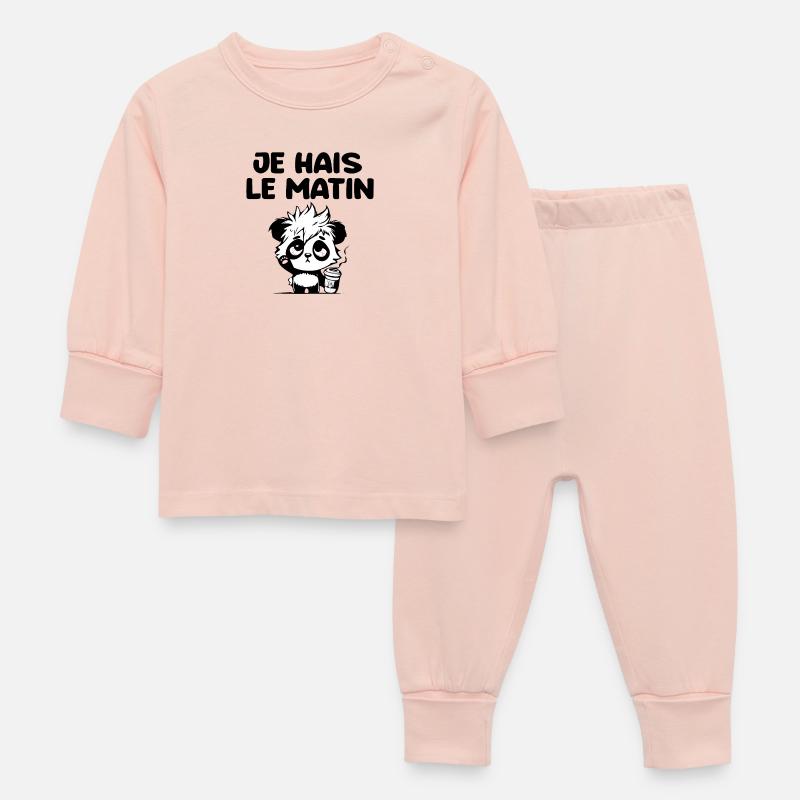 je hais le matin panda - Pyjama Bébé - rose cristal