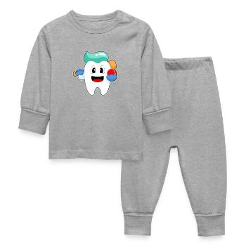 Tooth Cricket Cricket Bat - Pyjama Bébé - gris chiné - Devant