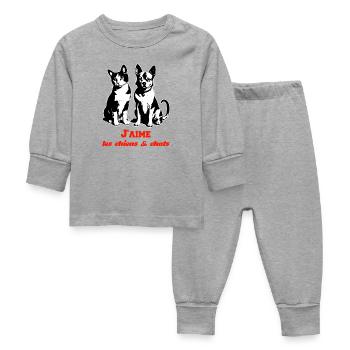 je taime chien & chat 2026 les amoureux - Pyjama Bébé - gris chiné - Devant