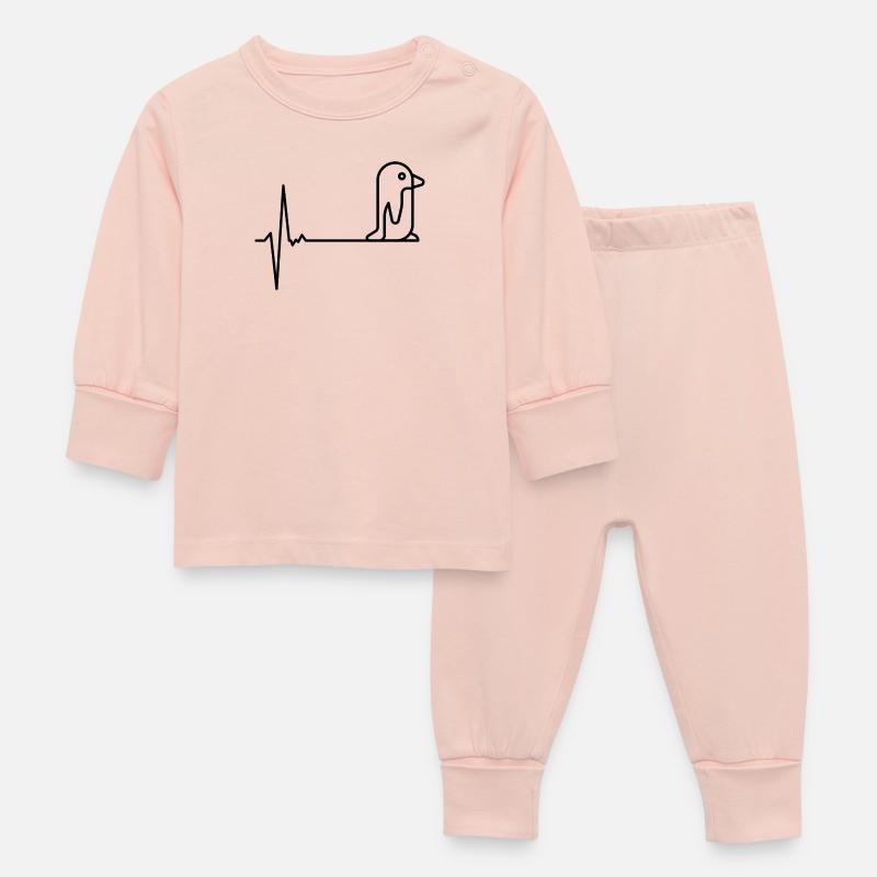 Pingouin à battement de cœur - Pyjama Bébé - rose cristal