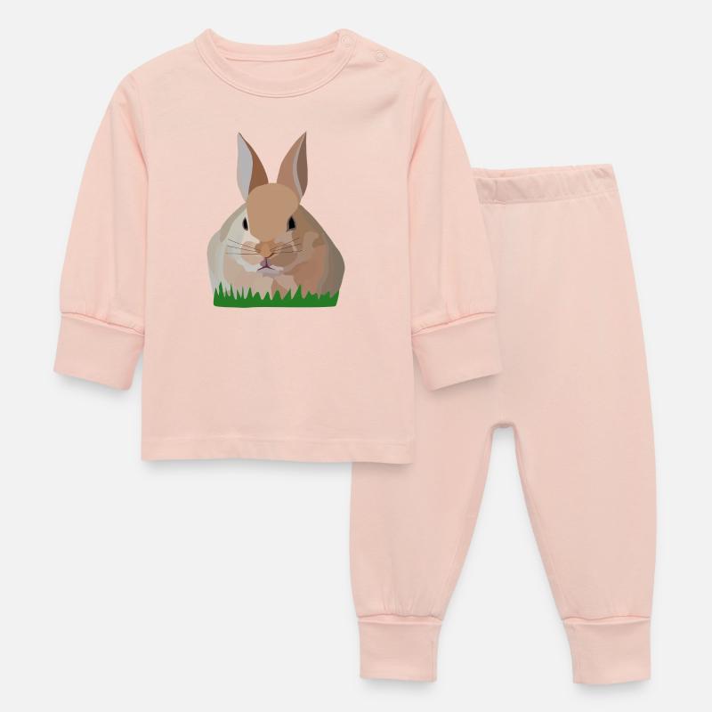 Houx Lapin dans l’herbe - Pyjama Bébé - rose cristal