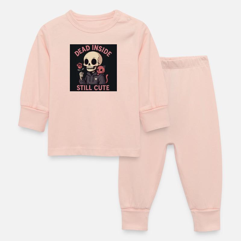 Crâne avec motif chat et rose - Pyjama Bébé - rose cristal