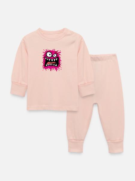 Buntes psychedelisches Monster - Baby Schlafanzug - Kristallrosa