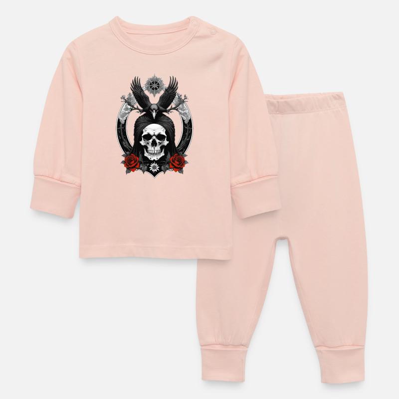 crâne et corbeau - Pyjama Bébé - rose cristal