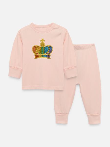 Bunt Glitzer Kronen-Design - Baby Schlafanzug - Kristallrosa