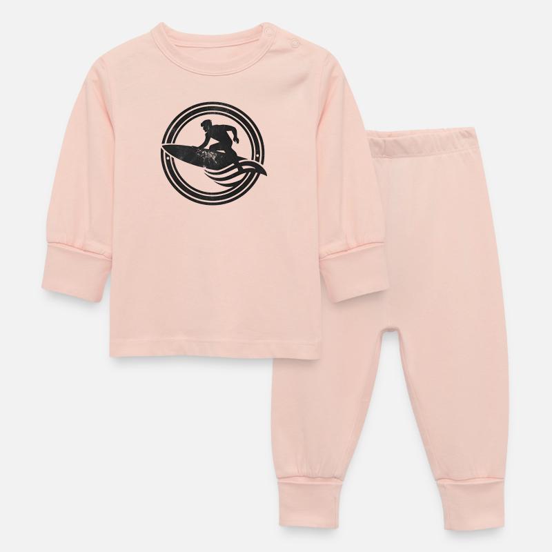 Silhouette de surfeur sur la vague - Pyjama Bébé - rose cristal