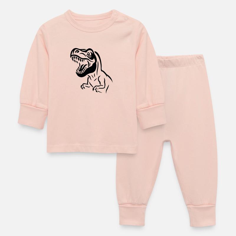 Morsure Dino Silhouette Rex - Pyjama Bébé - rose cristal