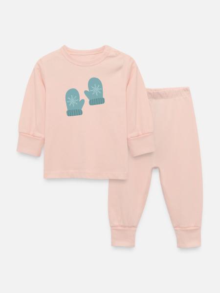 Winter Fäustlinge Schneeflocke Design - Baby Schlafanzug - Kristallrosa