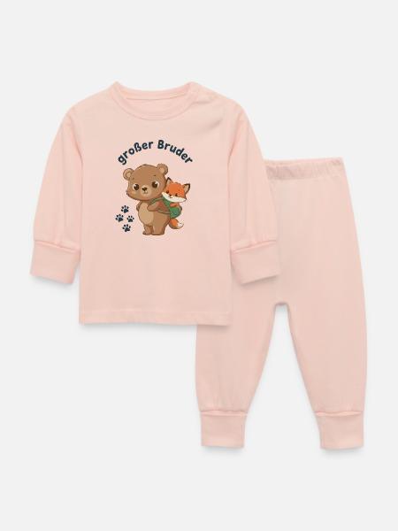 Kuschelige Bruderkinder Illustration - Baby Schlafanzug - Kristallrosa