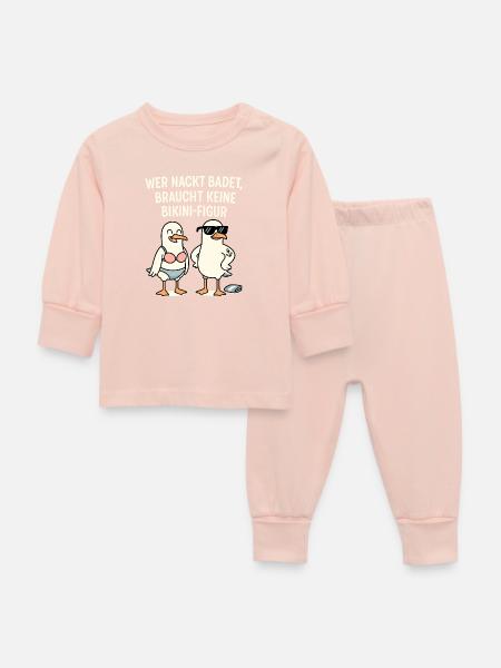 Nackt badet Bikini-Figur Spruch - Baby Schlafanzug - Kristallrosa