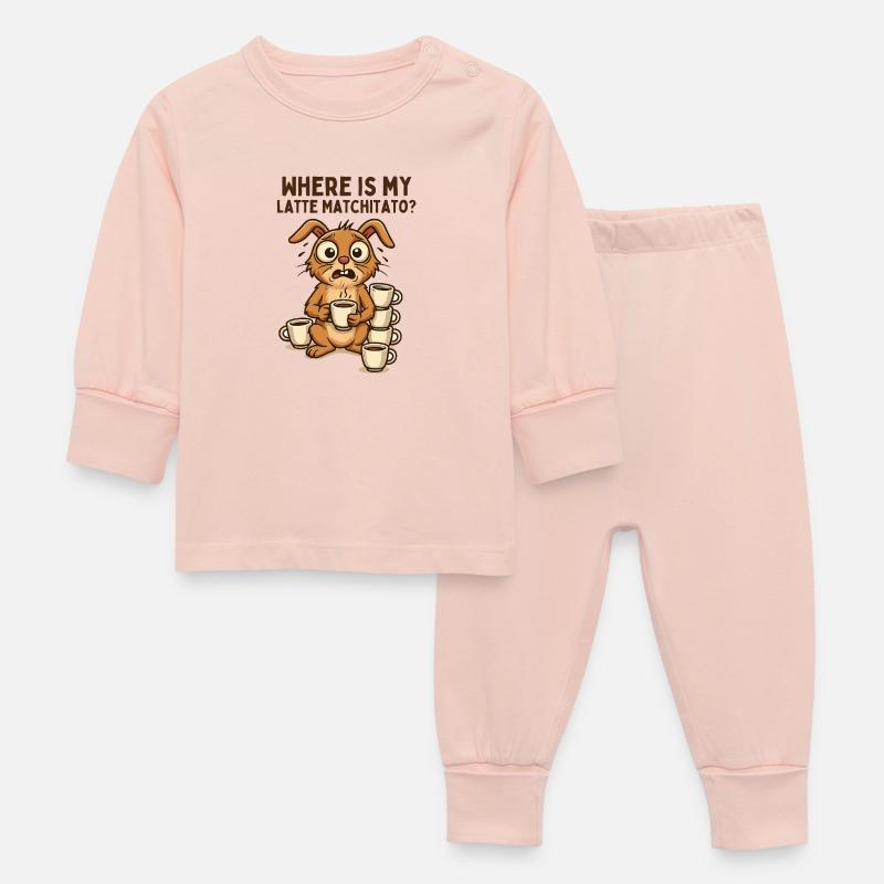 Café Lapin Chaos Dessin animé Petit-déjeuner Caféine - Pyjama Bébé - rose cristal