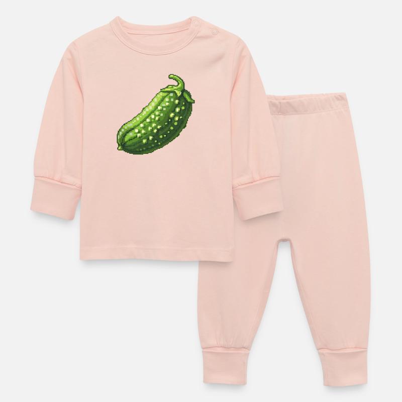 Pixel Concombre Vert Rétro - Pyjama Bébé - rose cristal