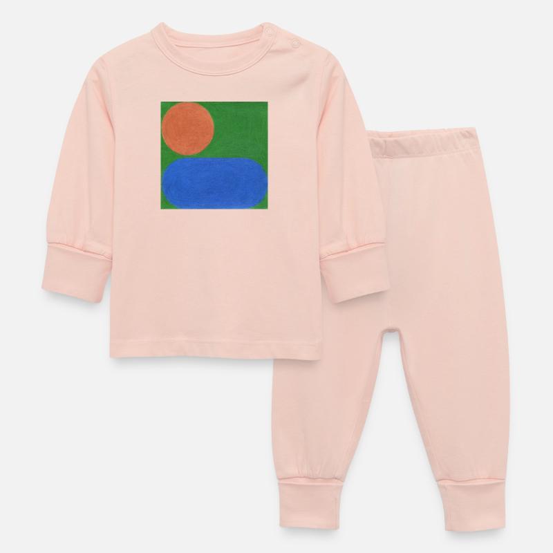 Cercle orange et rectangle bleu - Pyjama Bébé - rose cristal