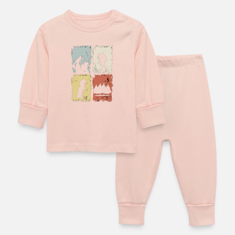 Vier Panel Silhouette Grunge - Baby Schlafanzug - Kristallrosa