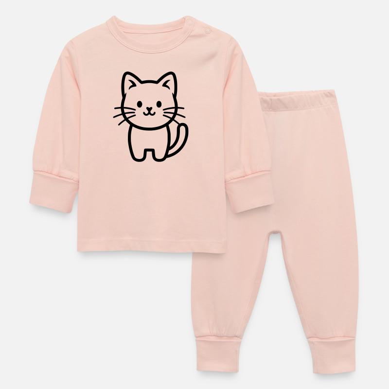 Petit chat stylisé mignon - Pyjama Bébé - rose cristal