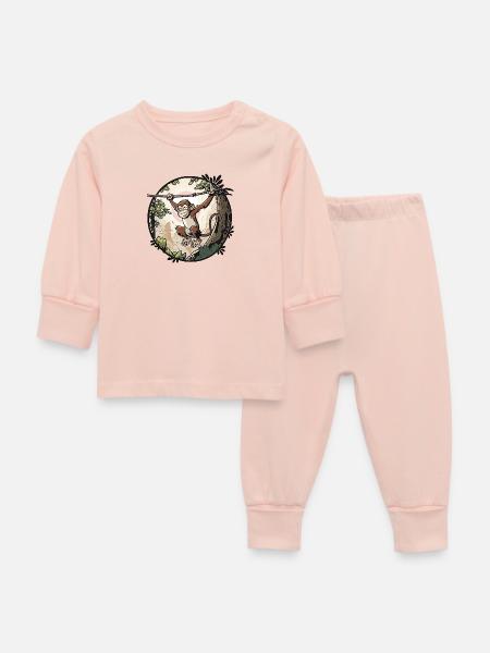 Dschungel-Affe am Seil - Baby Schlafanzug - Kristallrosa