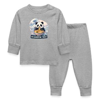 Bol de nouilles ramen panda - Pyjama Bébé - gris chiné - Devant