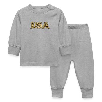 USA Skull Vine Gothic Logo - Baby Sleepsuit - heather grey - Front