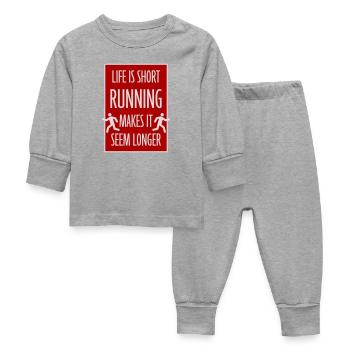 La vie est courte La course la rend plus longue Drôle - Pyjama Bébé - gris chiné - Devant