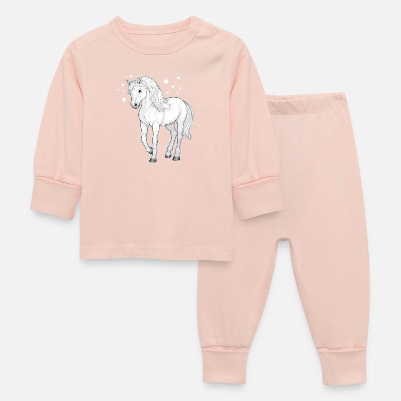 Pferd mit Sternen - Baby Schlafanzug - Kristallrosa