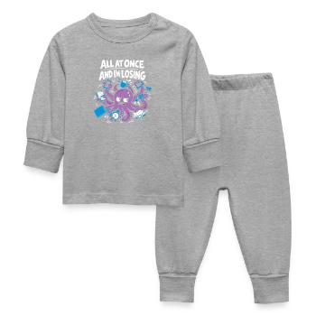 Funny Octopus Overstimulated - Baby Sleepsuit - heather grey - Front
