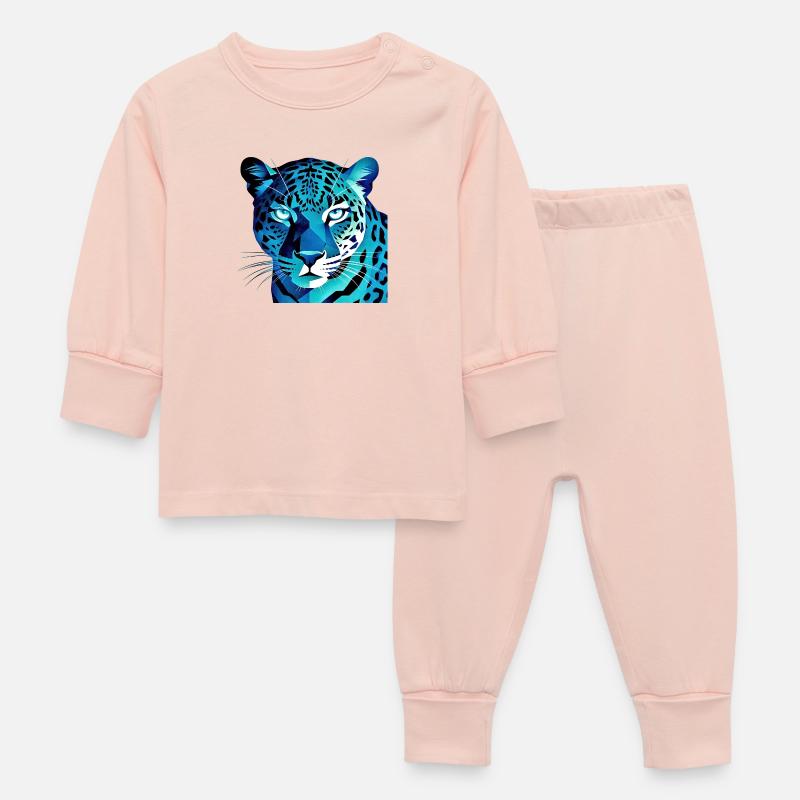 Léopard géométrique bleu fluorescent - Pyjama Bébé - rose cristal