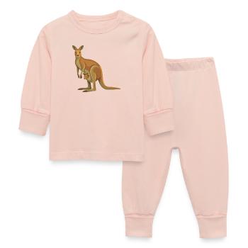 Kangaroo family in vector style - Baby Sleepsuit - crystal pink - Front
