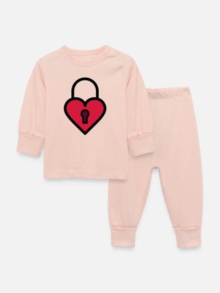 Vorhängeschloss, Liebesschloss - Baby Schlafanzug - Kristallrosa