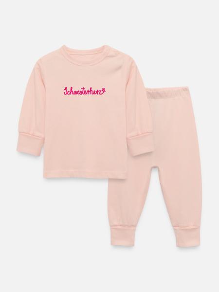 Schwesterherz - Geschenk mit Herz - Baby Schlafanzug - Kristallrosa