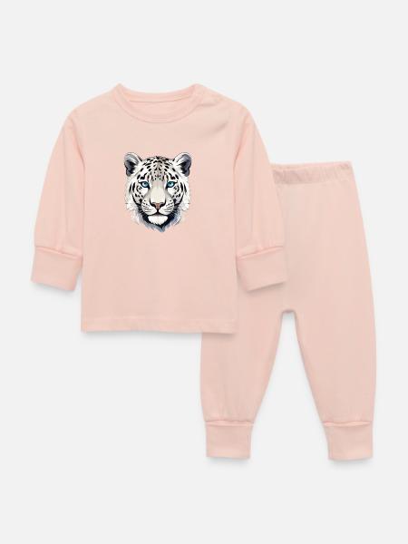 Schneeleopard Leopard Raubkatze - Baby Schlafanzug - Kristallrosa