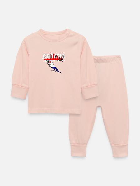 Kroatien - Fanshirt - Baby Schlafanzug - Kristallrosa