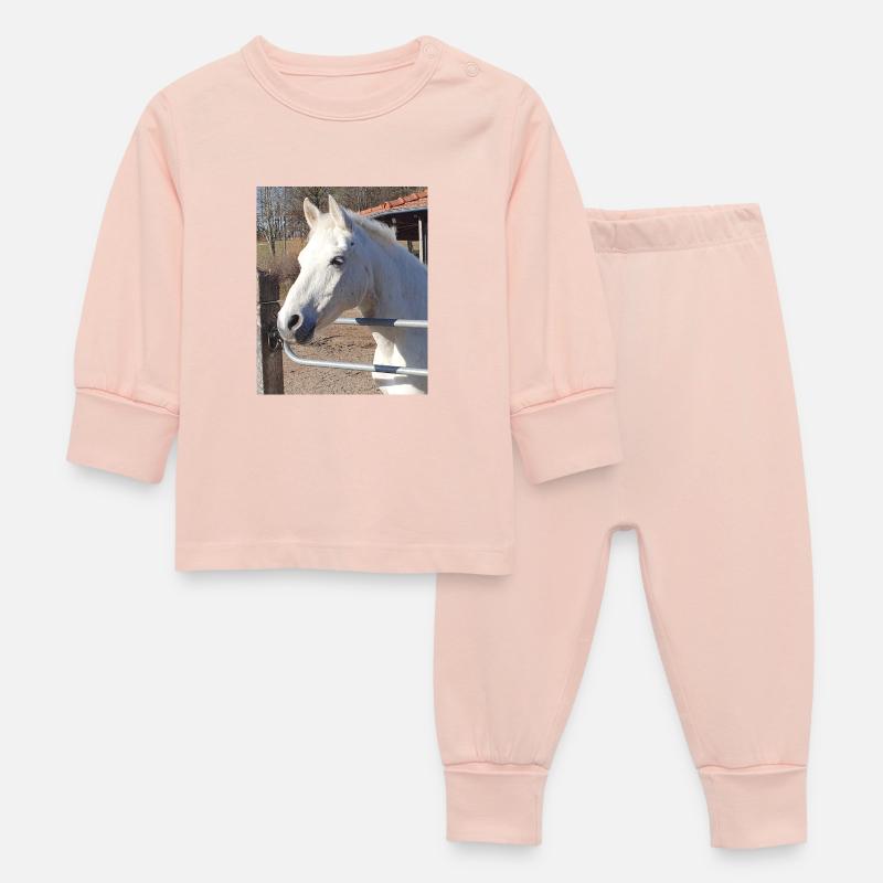 Portrait de cheval blanc - Pyjama Bébé - rose cristal