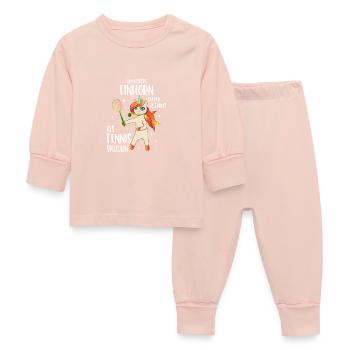 Tennis Einhorn clever getarnt als Tennis Spielerin - Baby Schlafanzug - Kristallrosa - Vorne