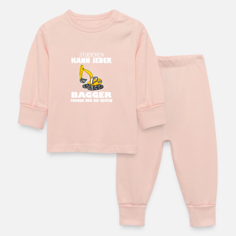 Bauarbeiter Bagger Baggerfahrer Spruch - Baby Schlafanzug - Kristallrosa
