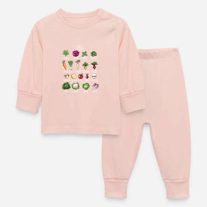 Collage de légumes et de fruits de saison de mars - Pyjama Bébé - rose cristal