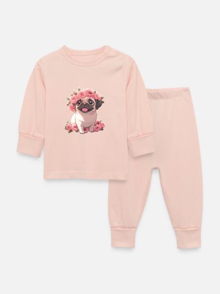 Mops - Baby Schlafanzug - Kristallrosa