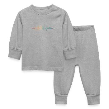 Battement de coeur rétro tablette de chocolat - Pyjama Bébé - gris chiné - Devant