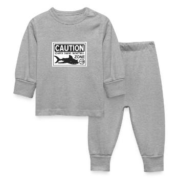 CAUTION SHARKS white - Baby Schlafanzug - Grau meliert - Vorne