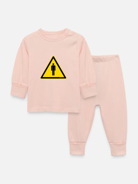 Warnschild Menschen - Baby Schlafanzug - Kristallrosa