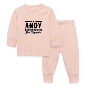 Mann Mythos Legende Andy - Baby Schlafanzug - Kristallrosa - Vorne
