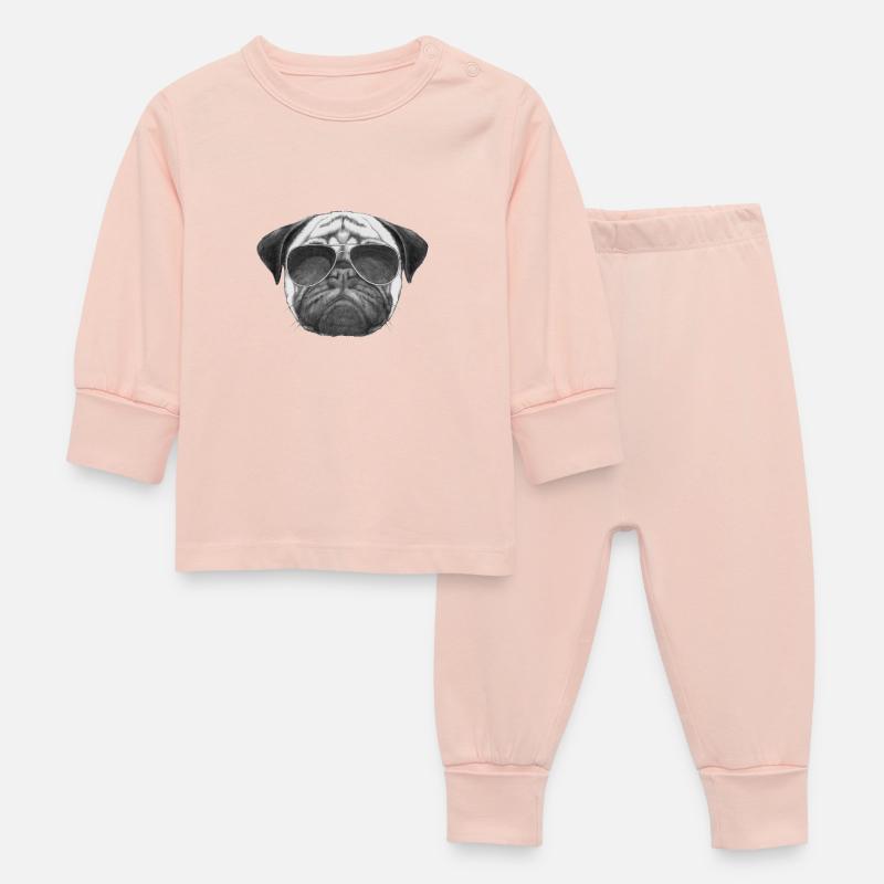 mops pug - Baby Schlafanzug - Kristallrosa