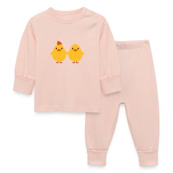 Chicks lovers cock and hen - Baby Sleepsuit - crystal pink - Front