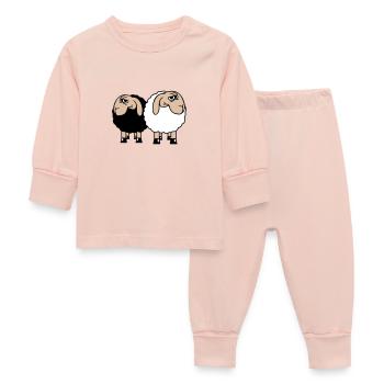 2 Sheep Look Skeptical Offended Friends Team - Baby Sleepsuit - crystal pink - Front